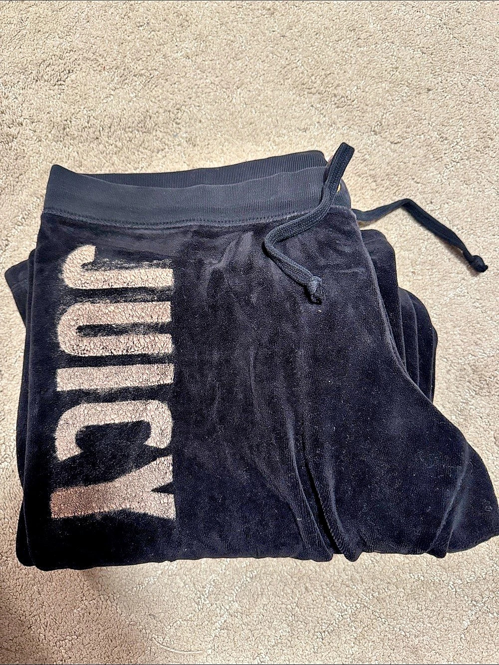 Juicy Couture OG Big Bling Velour Track Pants Black